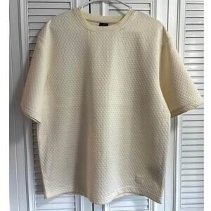 SAINTS STUDIO Men's M Oversized Textured Honeycomb Shirt in Cream